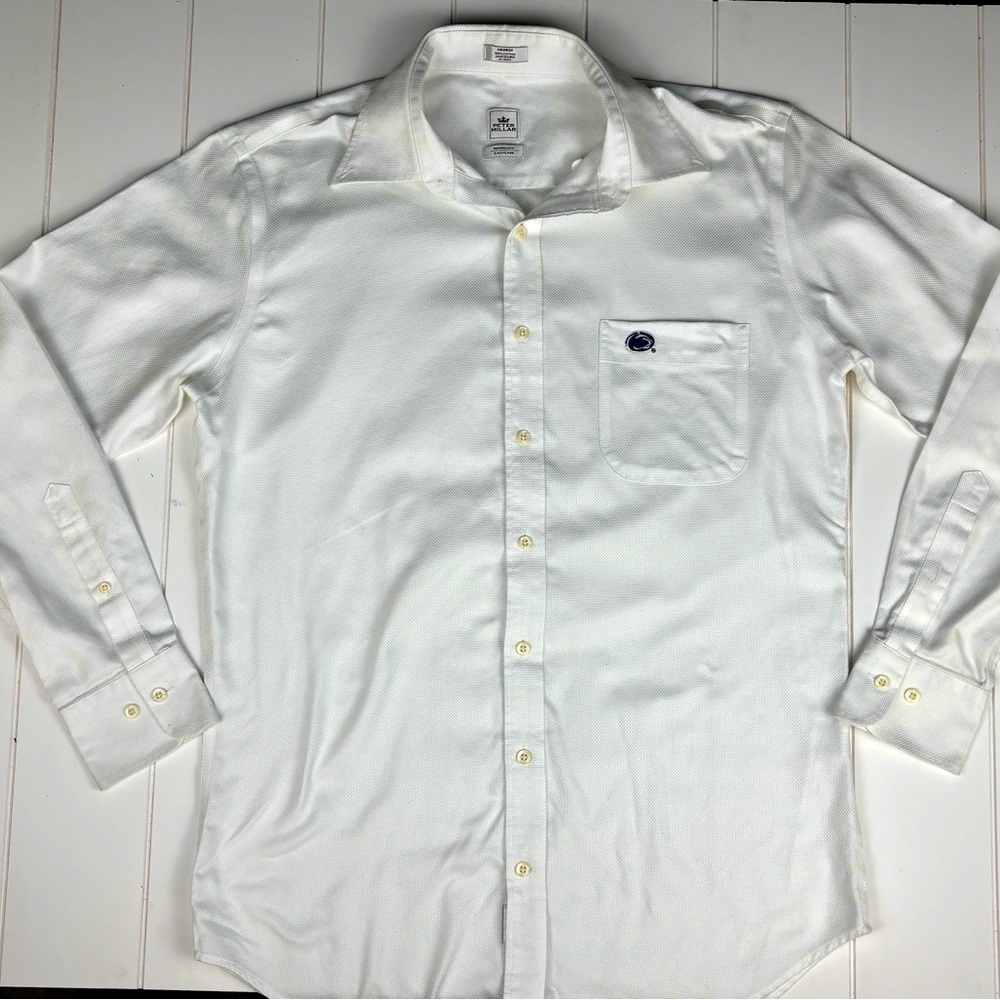 Peter Millar Penn State Button Down 100% Cotton Dress Shirt Medium